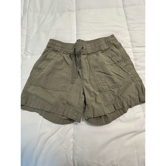 Nautica Women’s Small Shorts Army Green Casual Linen Blend Pull On High Rise - Picture 1 of 8